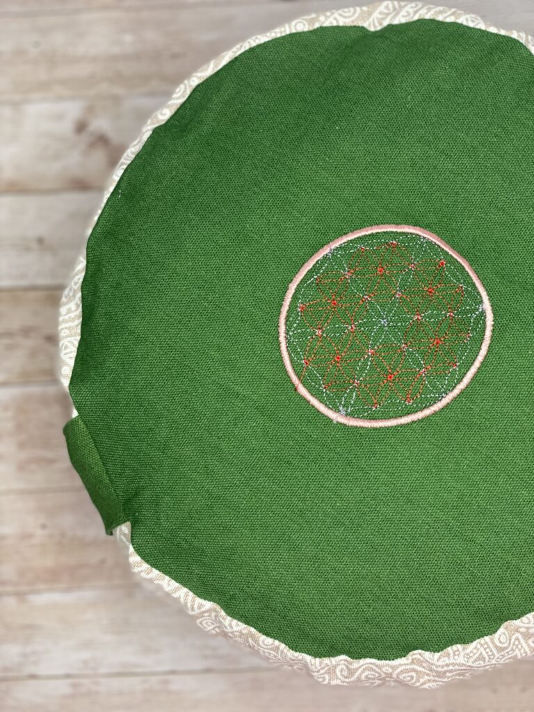 Meditationskissen, grün, Blume des Lebens