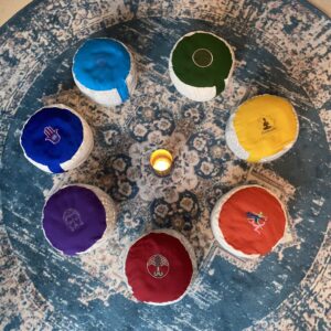 Meditationskissen in Chakrenfarben